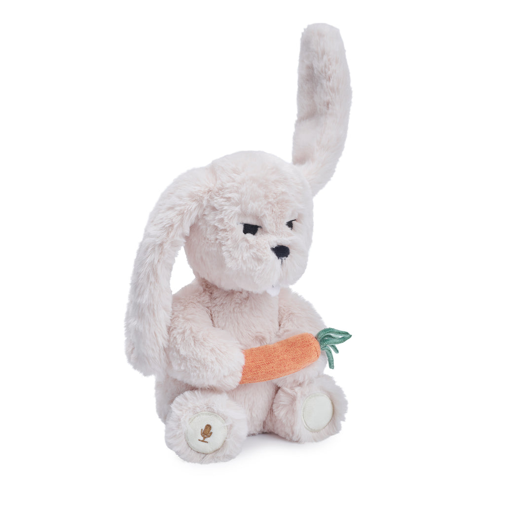 EBLOMA AI Bunny interactive plush toy with one ear up.